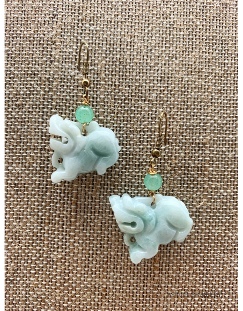 Pair Of Jade Lucky Foo Dogs Earrings